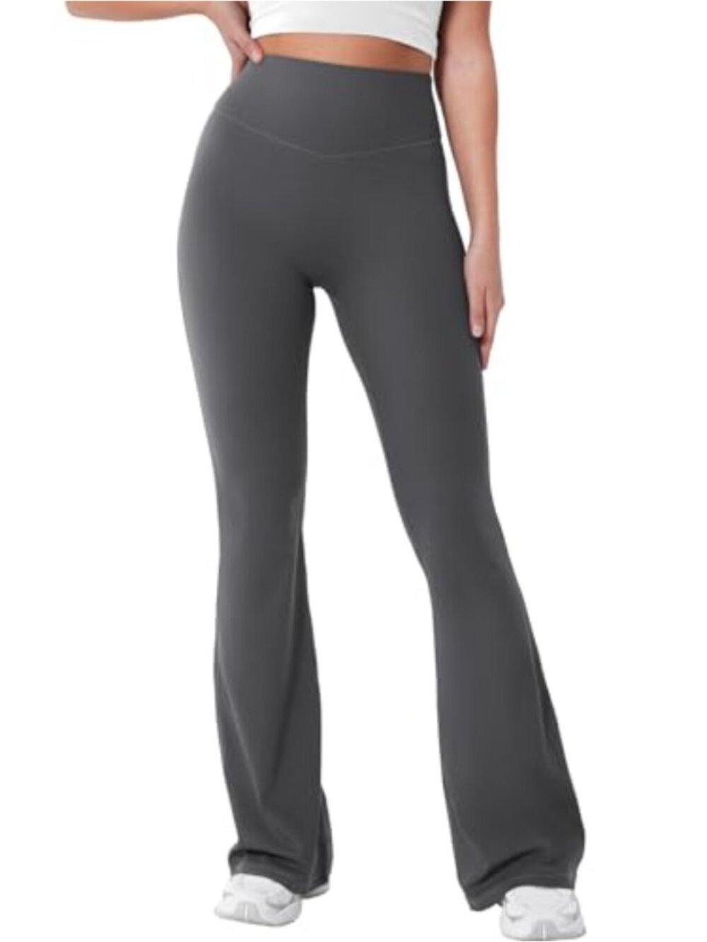 High Waist Mini Flared Yoga Leggings Hidden Scrunch 30 Inseam Squat Proof